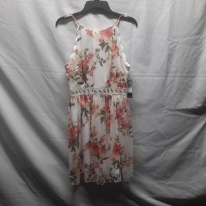 NWT A. Byers scalloped top peachy pink mesh lace waist knee length dress 11